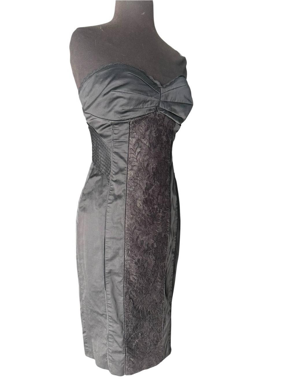 Y2K Bebe Black Strapless Lace Bodycon Cocktail Dress Size M Sexy Homecoming Date - Picture 3 of 8